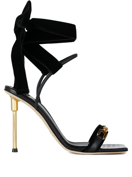  Elisabetta Franchi 100mm Chain Bow Heeled Sandals - Black 