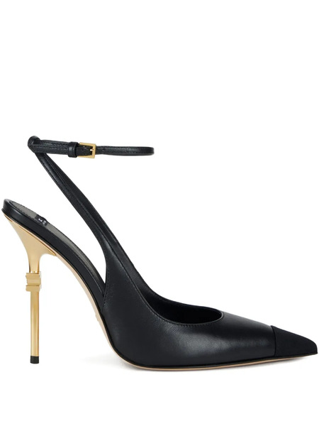  Elisabetta Franchi 105mm Falcon Slingback Gold-heel Pumps - Black 