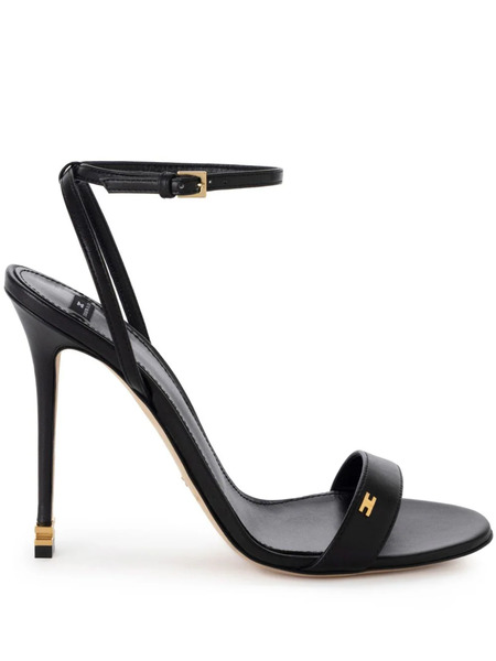  Elisabetta Franchi 100mm Logo-plaque Leather Sandals - Black 