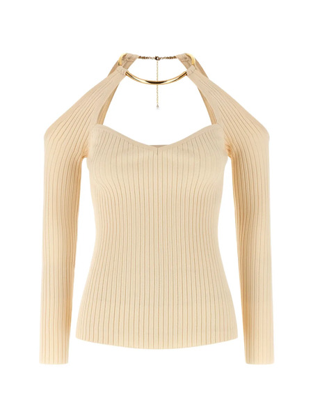  Elisabetta Franchi Necklace Cut-out Sweater - Neutrals 