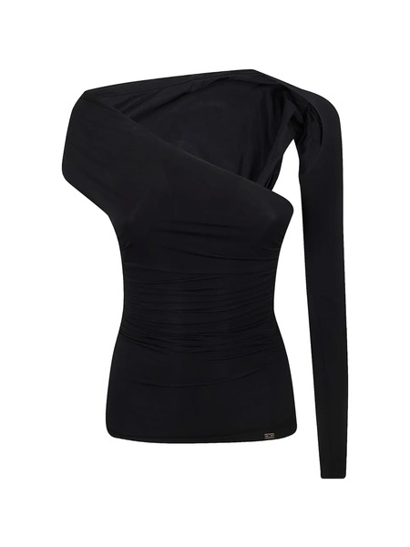  Elisabetta Franchi One-shoulder Draped Top - Black 