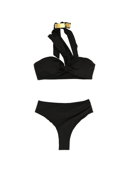  Elisabetta Franchi One-shoulder Jewelled Bikini - Black 