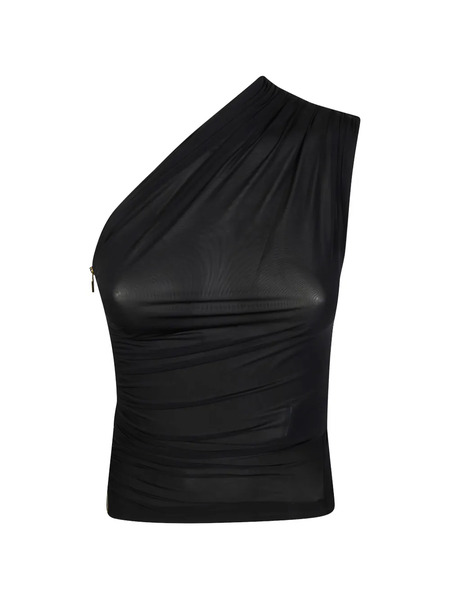  Elisabetta Franchi One-shoulder Zip Top - Black 