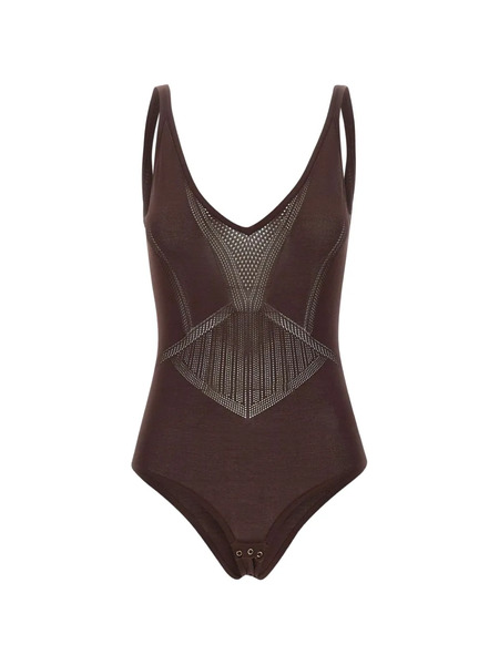  Elisabetta Franchi Openwork Bodysuit - Brown 