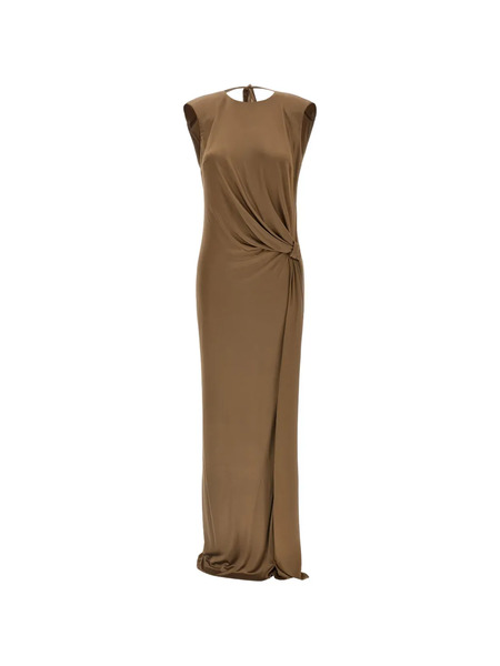  Elisabetta Franchi Padded-shoulders Maxi Dress - Brown 