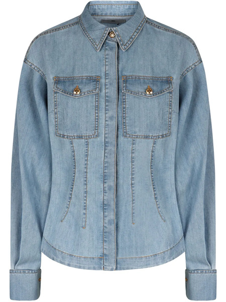  Elisabetta Franchi Peplum Denim Shirt - Blue 