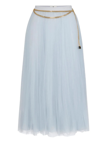  Elisabetta Franchi Pleated Chain-belt Midi Skirt - Blue 