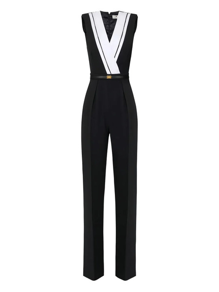  Elisabetta Franchi Pleated Logo Jumpsuit - Black 