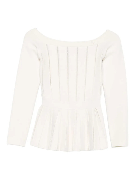  Elisabetta Franchi Pleated Panelled Top - White 