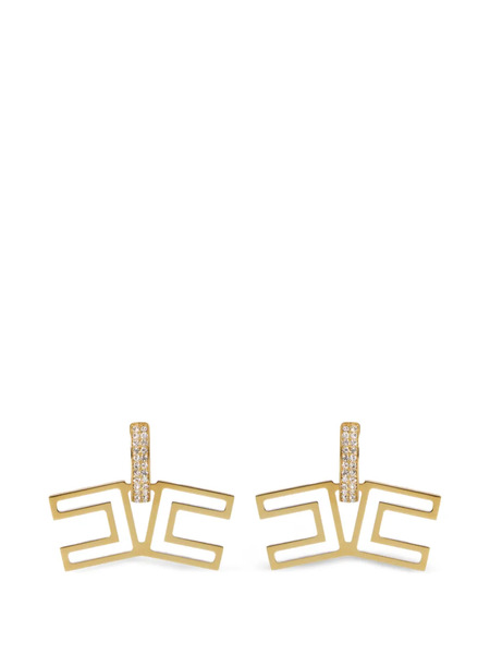  Elisabetta Franchi Rhinestone Logo Earrings - Gold 