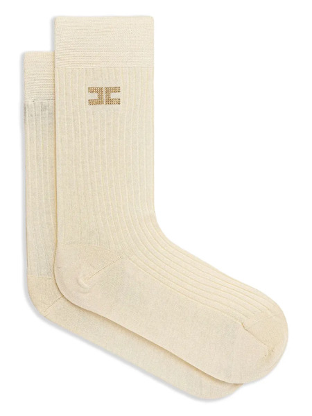  Elisabetta Franchi Ribbed Logo-detail Socks - Neutrals 