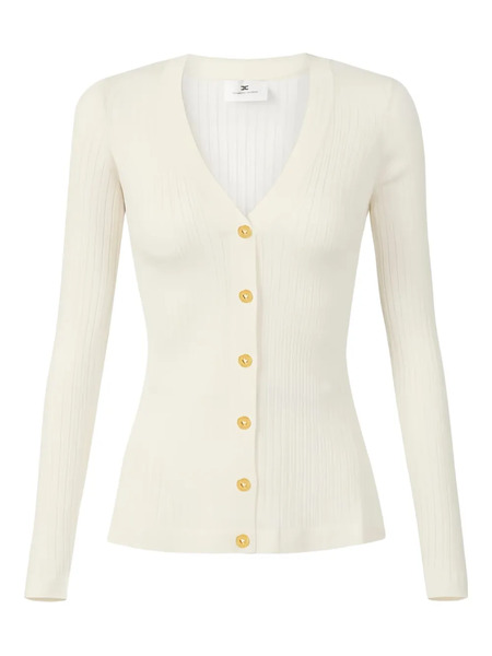  Elisabetta Franchi Ribbed Long-sleeve Cardigan - Neutrals 