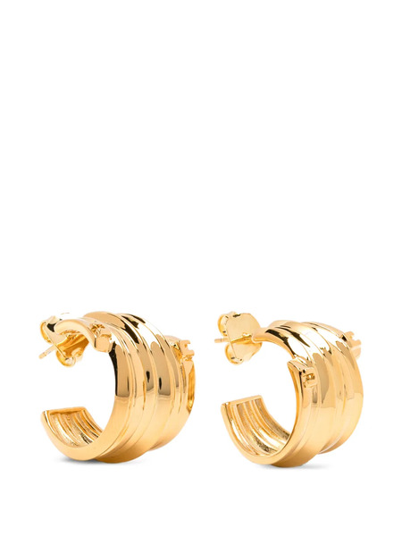  Elisabetta Franchi Ridged Hoop Earrings - Gold 