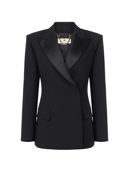  Elisabetta Franchi Satin-lapels Double-breasted Blazer - Black 