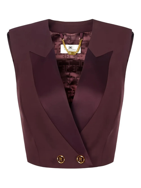  Elisabetta Franchi Satin-lapels Logo-buttons Top - Red 