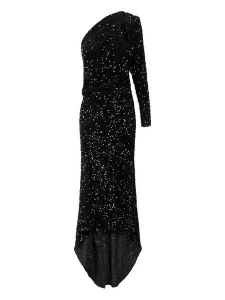  Elisabetta Franchi Sequin Asymmetrical Maxi Dress - Black 