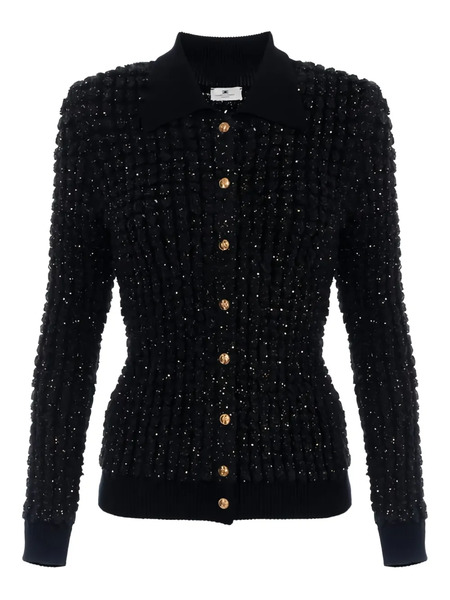  Elisabetta Franchi Sequin-embellished Bouclé Cardigan - Black 