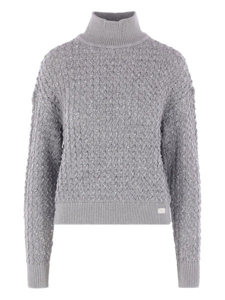  Elisabetta Franchi Sequin-embellished High-neck Sweater - Grey 