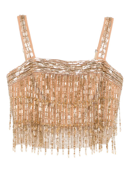  Elisabetta Franchi Sequin-embroidered Crepe Top - Gold 