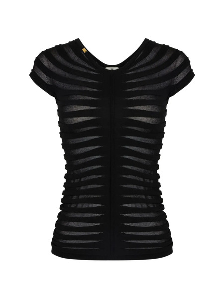 Elisabetta Franchi Short-sleeve Scoop-neck Top - Black 