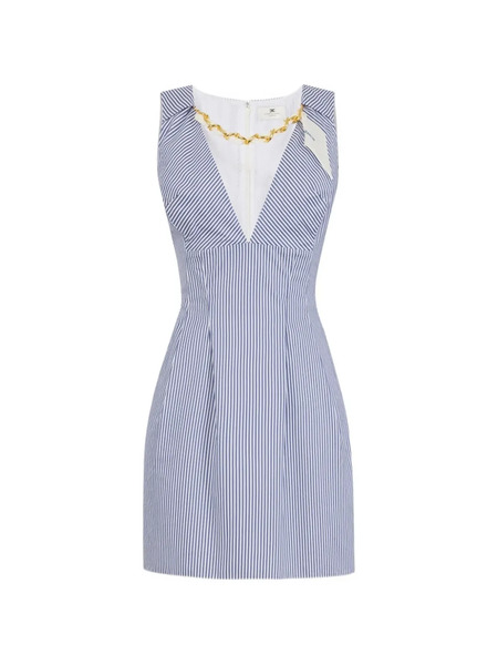  Elisabetta Franchi Striped Chain Mini Dress - Blue 