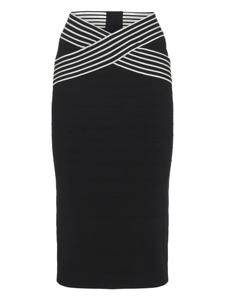  Elisabetta Franchi Striped Midi Skirt - Black 
