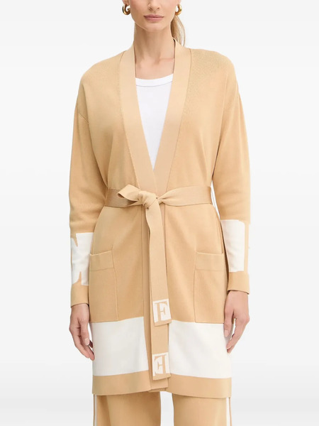  Elisabetta Franchi Tie-waist Pocket Knitted Coat - Neutrals 