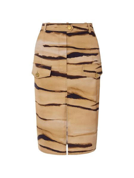  Elisabetta Franchi Tiger-print Safari Midi Skirt - Neutrals 