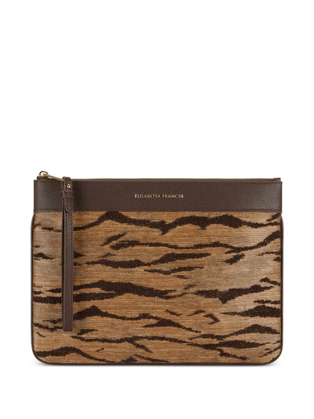  Elisabetta Franchi Tiger-stripe Clutch Bags - Brown 