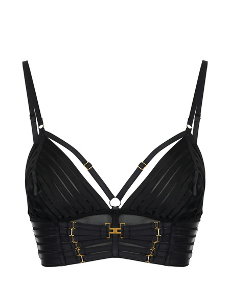  Elisabetta Franchi Tulle Elastic Straps Bra - Black 