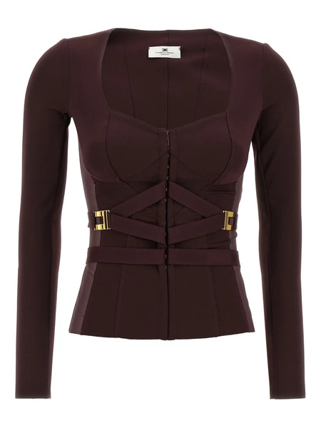  Elisabetta Franchi Tulle-insert Bustier Top - Red 