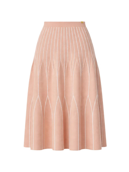  Elisabetta Franchi Two-tone Pleated Knit Midi Skirt - Pink 