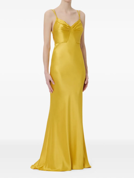  Elisabetta Franchi V-neck Spaghetti Strap Dress - Yellow 