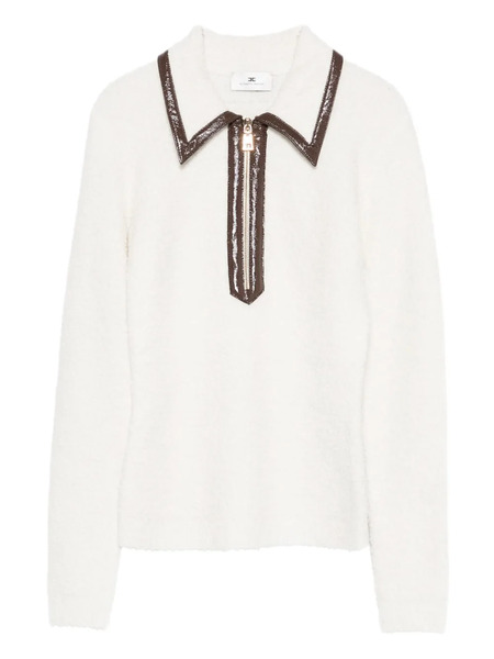  Elisabetta Franchi Zip-front Collar Sweater - Neutrals 