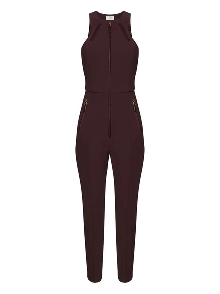  Elisabetta Franchi Zip Halterneck Jumpsuit - Brown 