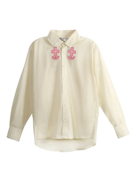  Elise Joan Floral-embroidered Shirt - Neutrals 