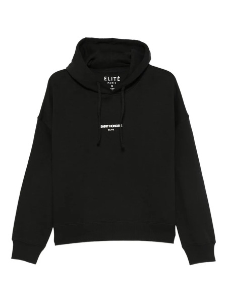  Elite Drawstring-hood Cotton Hoodie - Black 