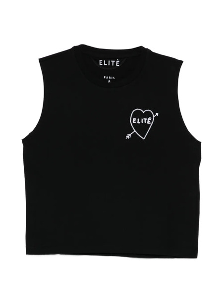  Elite Heart-motif Sleeveless Vest - Black 