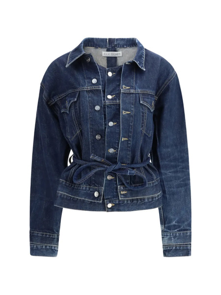  E.l.v Denim Belted Ridley Double Jacket - Blue 