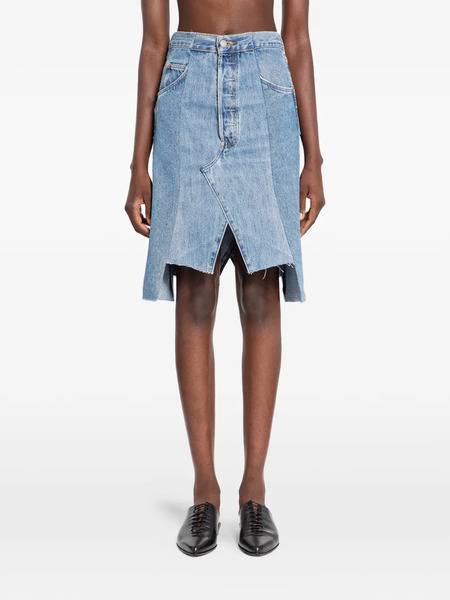  E.l.v Denim Frayed Denim Skirt - Blue 