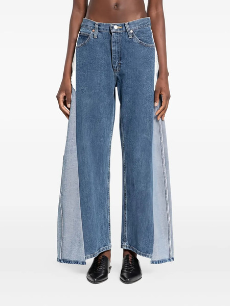  E.l.v Denim Panelled Wide-leg Jeans - Blue 