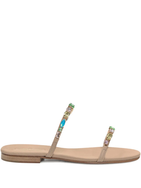  Emanuela Caruso Crystal-embellished Sandals - Neutrals 