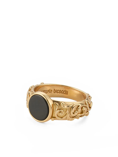  Emanuele Bicocchi Arabesque Engraved Chevalier Ring - Gold 