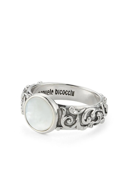  Emanuele Bicocchi Arabesque Engraved Chevalier Ring - Silver 