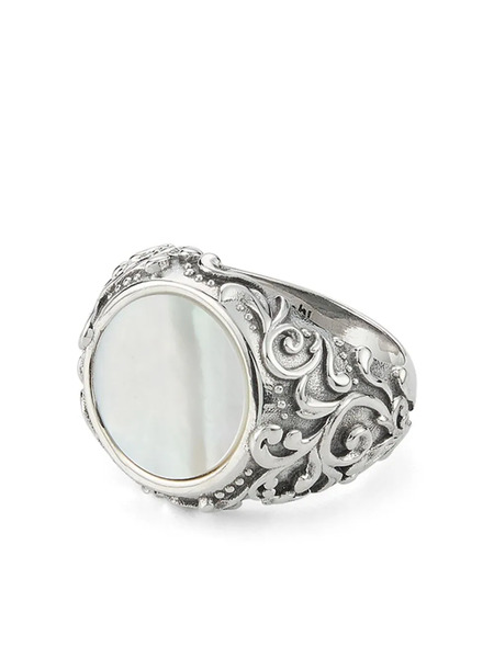  Emanuele Bicocchi Arabesque Mop Stone Ring - Silver 