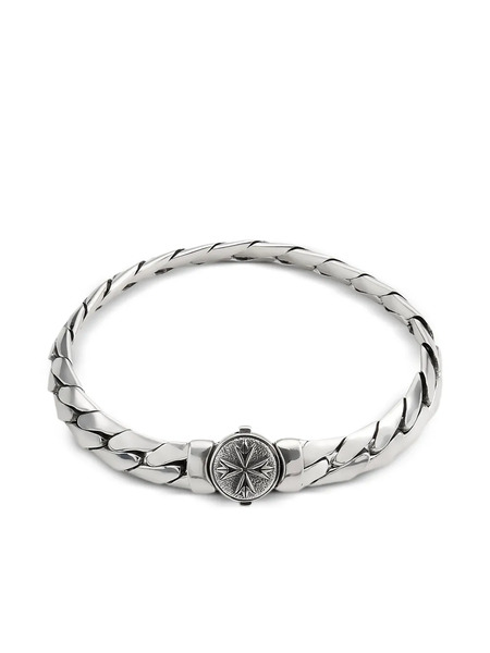  Emanuele Bicocchi Herringbone Chain Logo Bracelet - Silver 