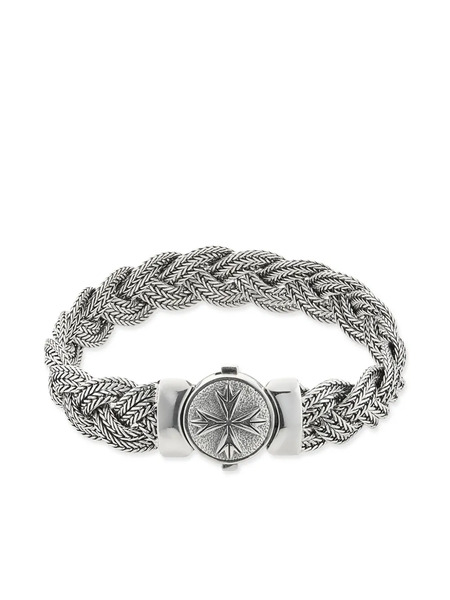  Emanuele Bicocchi Large Diamond-cut Flat Braided Bracelet - Silver 