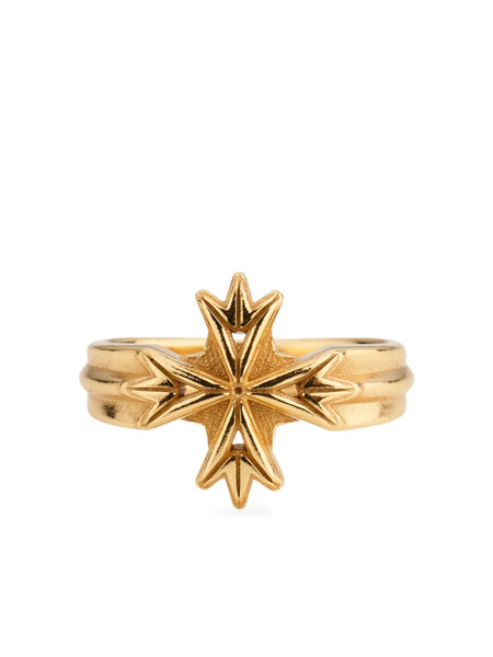  Emanuele Bicocchi Logo Cross Ring - Gold 