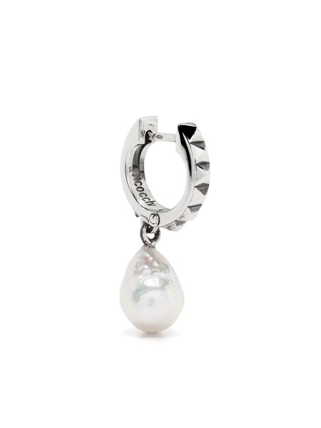  Emanuele Bicocchi Pyramid Stud Pearl Hoop Earring - Silver 