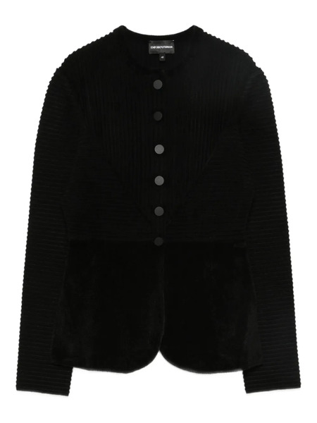  Emporio Armani Buttoned Textured Jacket - Black 